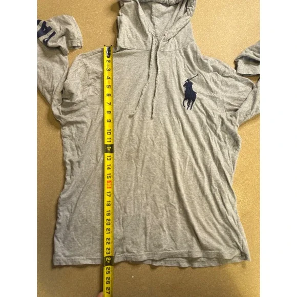 Ralph Lauren Mens Grey Long Sleeve Hoodie Polo Player Flag 1967 Logo Size L - Picture 6 of 8